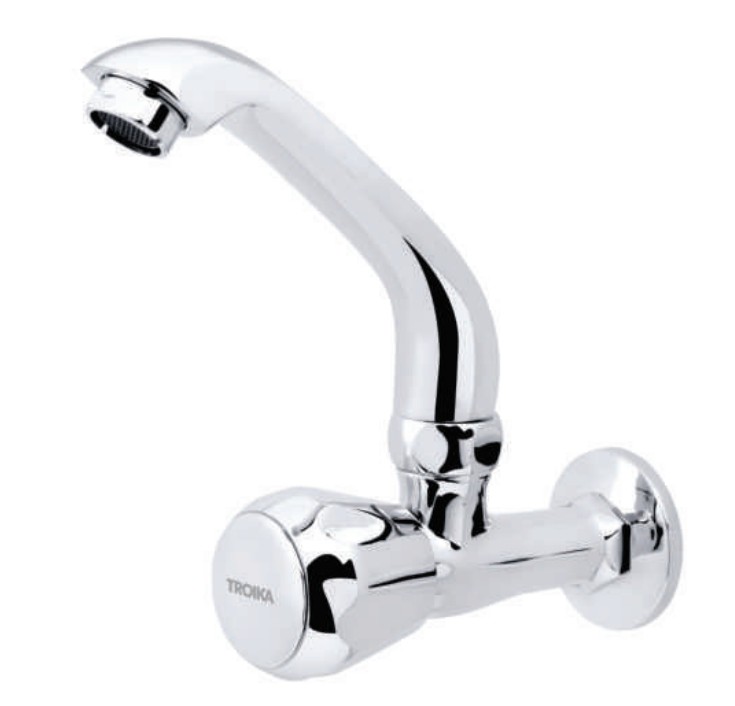Sink Cock With Casted Swivel Spout & Wall Flange