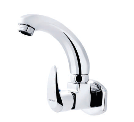 Sink Cock With Casted Swivel Spout & Wall Flange