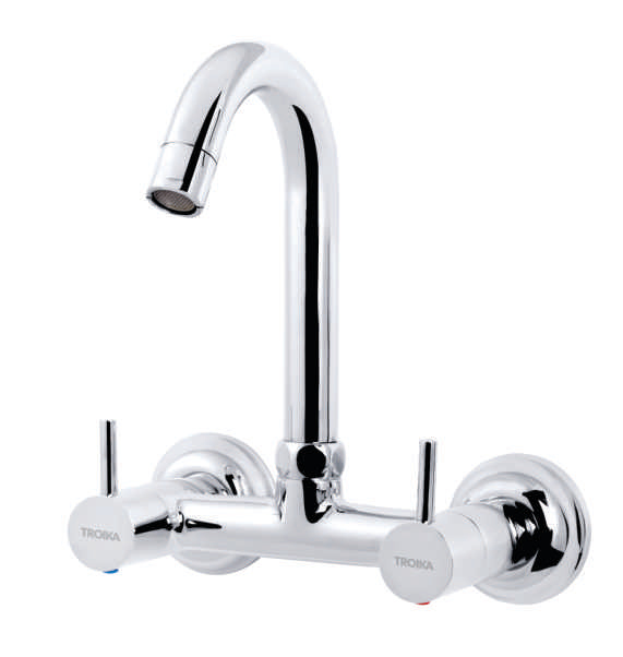 Sink Mixer Wall Mounted With Round Swivel Spout