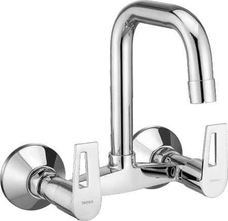 Sink Mixer Wall Mounted With Round Swivel Spout