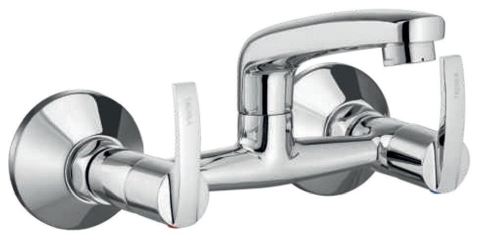 Sink Mixer Wall Mounted With Round Swivel Spout
